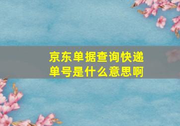 京东单据查询快递单号是什么意思啊