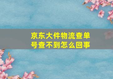 京东大件物流查单号查不到怎么回事