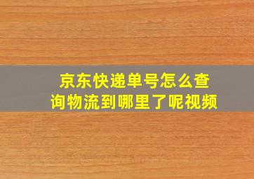 京东快递单号怎么查询物流到哪里了呢视频