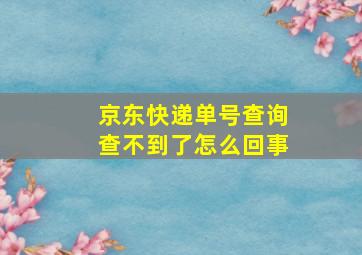 京东快递单号查询查不到了怎么回事