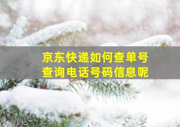 京东快递如何查单号查询电话号码信息呢