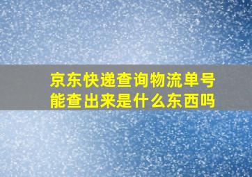 京东快递查询物流单号能查出来是什么东西吗