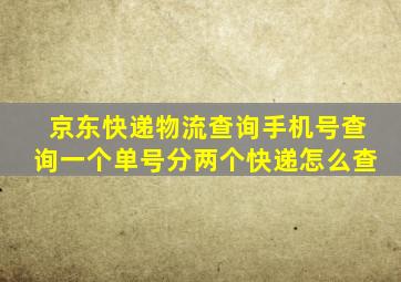 京东快递物流查询手机号查询一个单号分两个快递怎么查