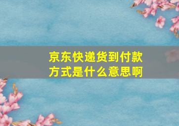 京东快递货到付款方式是什么意思啊