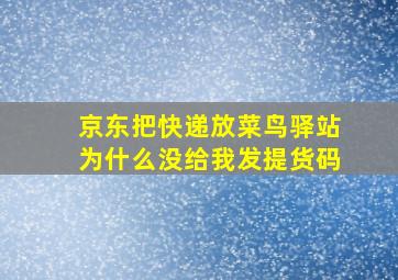 京东把快递放菜鸟驿站为什么没给我发提货码