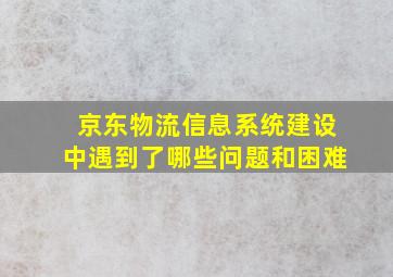 京东物流信息系统建设中遇到了哪些问题和困难