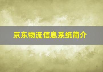 京东物流信息系统简介