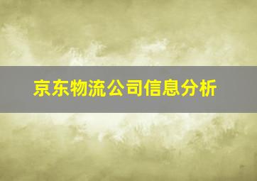 京东物流公司信息分析