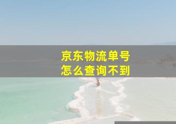 京东物流单号怎么查询不到