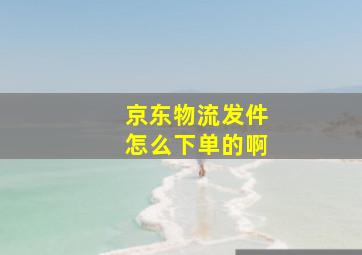 京东物流发件怎么下单的啊