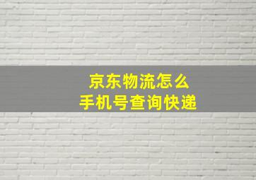 京东物流怎么手机号查询快递