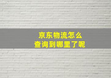 京东物流怎么查询到哪里了呢