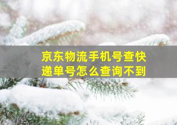 京东物流手机号查快递单号怎么查询不到