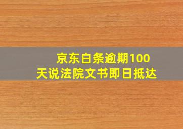 京东白条逾期100天说法院文书即日抵达