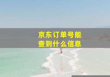 京东订单号能查到什么信息