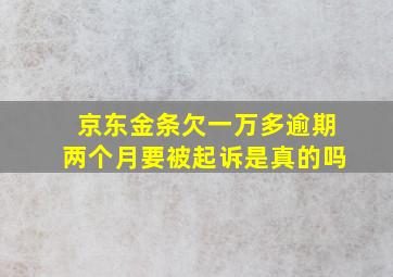 京东金条欠一万多逾期两个月要被起诉是真的吗