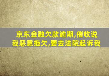 京东金融欠款逾期,催收说我恶意拖欠,要去法院起诉我