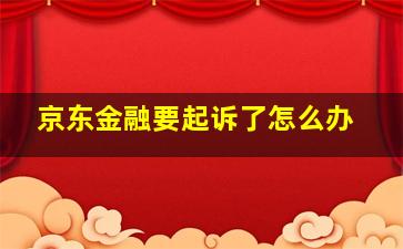 京东金融要起诉了怎么办