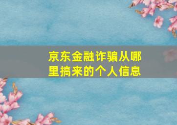 京东金融诈骗从哪里搞来的个人信息