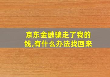 京东金融骗走了我的钱,有什么办法找回来