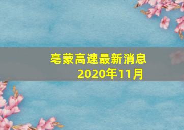 亳蒙高速最新消息2020年11月