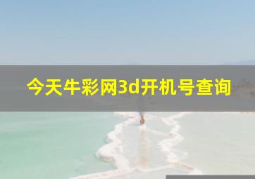 今天牛彩网3d开机号查询