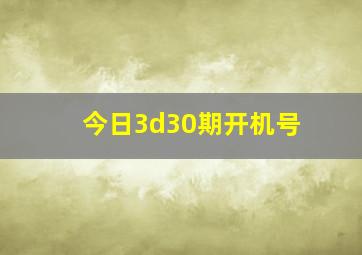 今日3d30期开机号