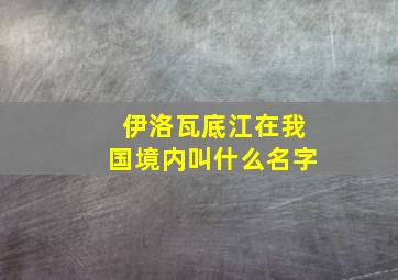 伊洛瓦底江在我国境内叫什么名字