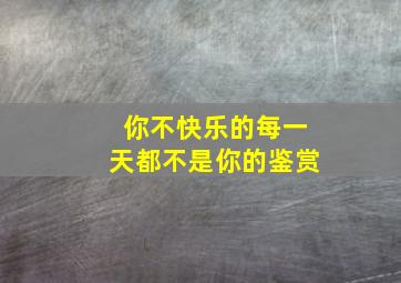 你不快乐的每一天都不是你的鉴赏