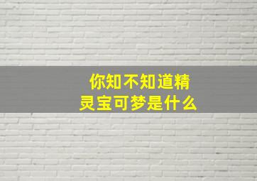 你知不知道精灵宝可梦是什么