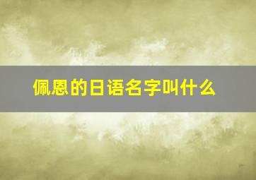 佩恩的日语名字叫什么