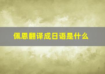 佩恩翻译成日语是什么