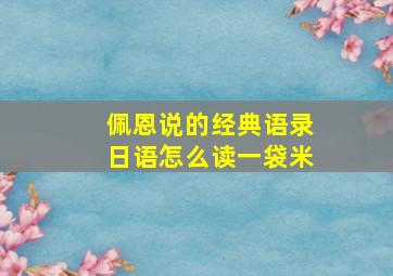 佩恩说的经典语录日语怎么读一袋米