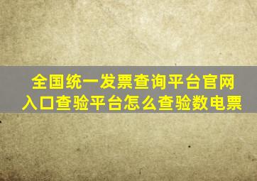 全国统一发票查询平台官网入口查验平台怎么查验数电票