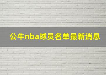 公牛nba球员名单最新消息