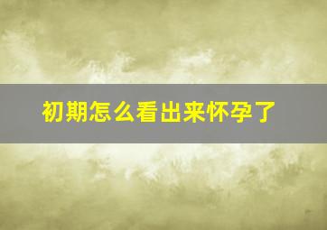 初期怎么看出来怀孕了