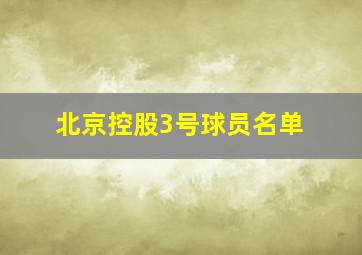 北京控股3号球员名单