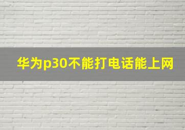 华为p30不能打电话能上网