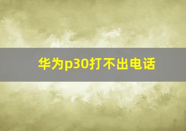 华为p30打不出电话