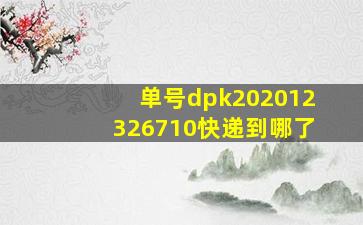 单号dpk202012326710快递到哪了