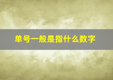 单号一般是指什么数字