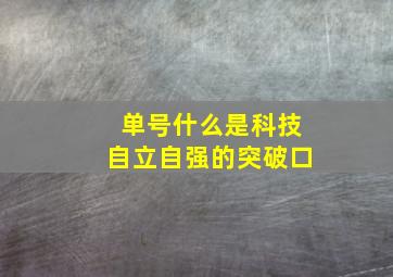 单号什么是科技自立自强的突破口