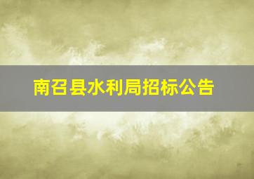 南召县水利局招标公告