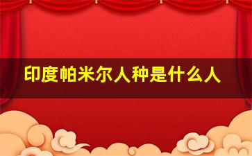 印度帕米尔人种是什么人