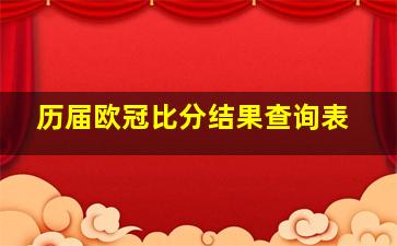 历届欧冠比分结果查询表