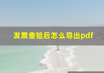 发票查验后怎么导出pdf