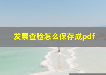 发票查验怎么保存成pdf