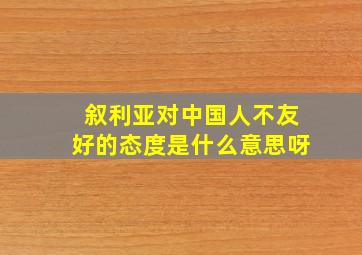 叙利亚对中国人不友好的态度是什么意思呀