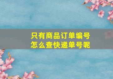 只有商品订单编号怎么查快递单号呢