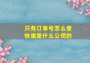 只有订单号怎么查快递是什么公司的